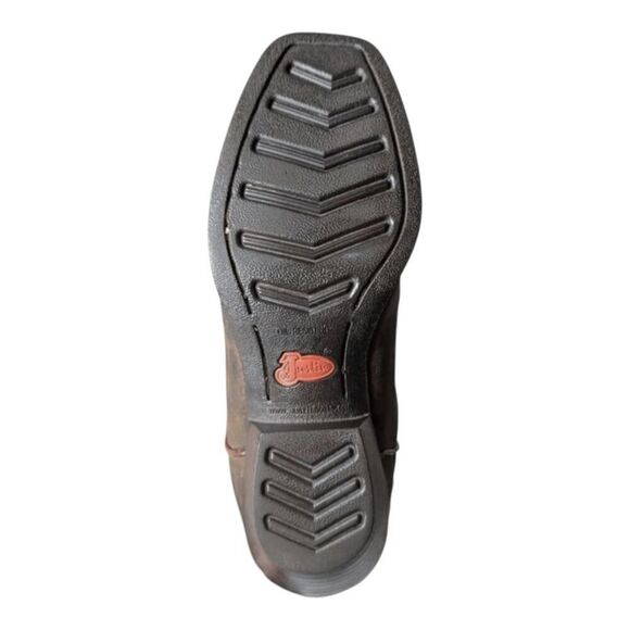 JUSTIN BOOTS 12' Square Toe Stampede Western Boot Size 9 - Picture 9 of 10